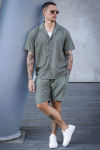 ONLY & SONS Latham Resort Linen Structure Hemd Dusty Olive