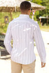 Selected Slim Sun Linen Hemd LS White Wide Stripe
