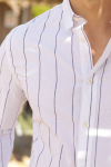 Selected Slim Sun Linen Hemd LS White Wide Stripe