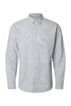 Selected Slim Sun Linen Hemd LS Bright White Thin Stripe