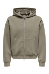 ONLY & SONS Goyle Box Fit Subca Zip Hoodie Walnut
