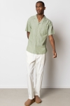 Clean Cut Copenhagen Giles Bowling Hemd S/S Green Melange