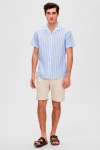 Selected SLHREGNEW-LINEN Hemd SS RESORT W Cashmere Blue Stripes