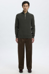 Selected Dane LS Structure Knit Kalf Zip Deep Forest