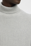 Selected Dane LS Structure Knit Roll Neck Light Grey Melange