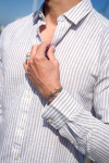 ONLY & SONS Caiden LS Stripe Linen Hemd Chinchilla