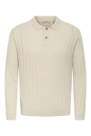 ONLY & SONS Kent Regular Fit Polo Knit LS Silver Lining