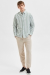 Selected SLHREGNEW-LINEN Hemd LS CLASSIC W Dark Ivy Stripes