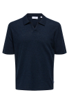 ONLY & SONS George Linen SS Polo Dark Sapphire