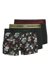 Jack & Jones Flower Microfiber 3 Pack Trunks Black