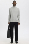 Selected Dane LS Structure Knit Roll Neck Light Grey Melange