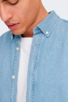 ONLY & SONS DAY REG DOWN CHAMBRAY LS Hemd Light Blue Denim