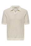 ONLY & SONS Adrian Regular Fit Resort Polo Knit  Silver Lining