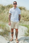 Selected Regular Sun Linen Hemd SS Iceberg Green Stripe