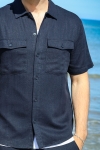 ONLY & SONS Kari Relaxed SS Hemd Viscose Linen Dark Navy