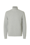 Selected Dane LS Structure Knit Roll Neck Light Grey Melange
