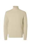 Selected Dane LS Structure Knit Roll Neck Oatmeal