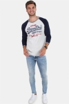 Superdry Premium Goods Raglan L/S T-Hemd Grey/Montana Blue