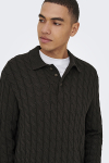 ONLY & SONS Kicker Cabel Polo Knit Demitasse