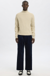 Selected Dane LS Structure Knit Roll Neck Oatmeal