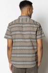 Clean Cut Copenhagen Bowling Anton Cotton Linen Hemd S/S Khaki/Navy Stripe