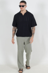 Solid Allan Elsticated Wide Fit Linen Pants Vetiver