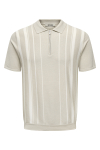 ONLY & SONS Wyler Regular Fit Zip Polo Knit Silver Lining
