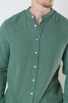 Kronstadt Johan Muslin Henley Hemd Ivy Green