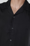 Selected Charlie Satin SS Relaxed Fit Resort Hemd Black