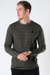 Kronstadt Timmi Organic/Recycled L/S stripe tee Army / Black