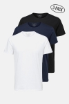 Selected New Pima T-Hemd 3-Pack Black Bright White + Navy Blazer