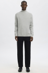 Selected Dane LS Structure Knit Roll Neck Light Grey Melange