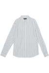 Clean Cut Copenhagen Jamie Cotton Linen Striped Hemd LS Minty/Ecru