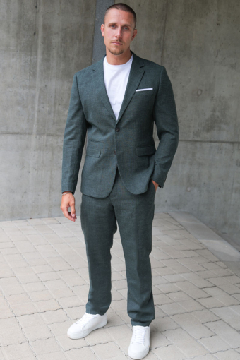 Slim Oasis Linen Blazer Dark Green
