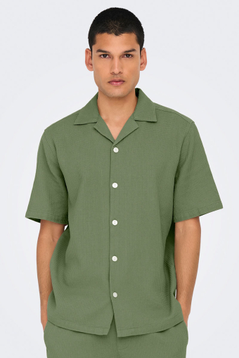 Bertil Waffle SS Resort Hemd Deep Lichen Green
