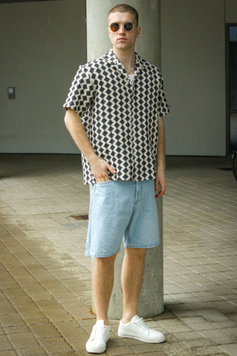 Summer Luke Regular Fit Texture Resort Hemd SS Black