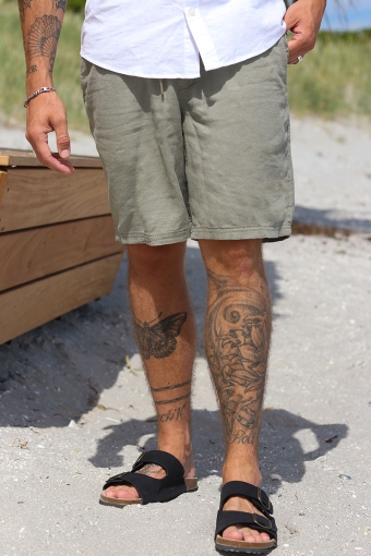 Aurelius Elasticated Linen Shorts Vetiver