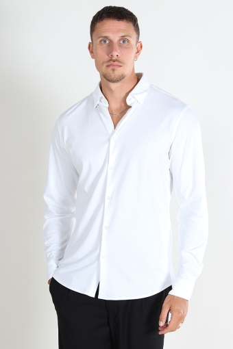 Slim Jersey Hemd LS Bright White