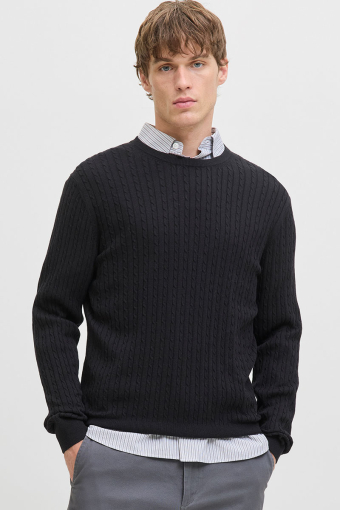 Emil Knit Cable Crew Neck Black