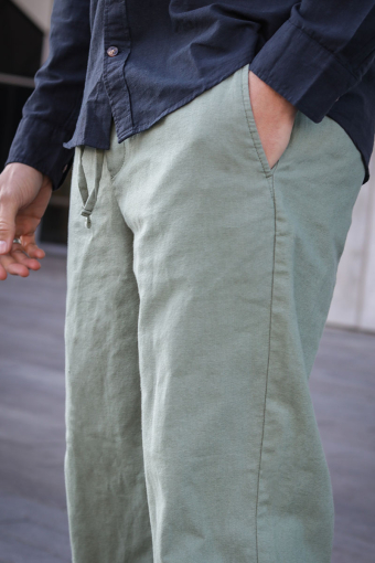 Sinus Loose Cotton Linen Pants Sea Spray