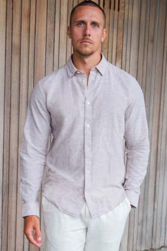 Caiden LS Linen Hemd Chinchilla