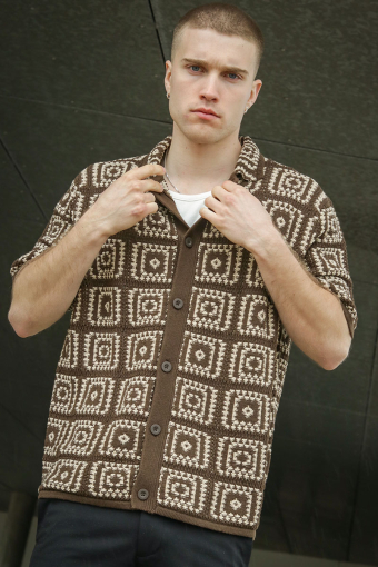 Bart Relaxed Fit SS Knit Hemd Demitasse
