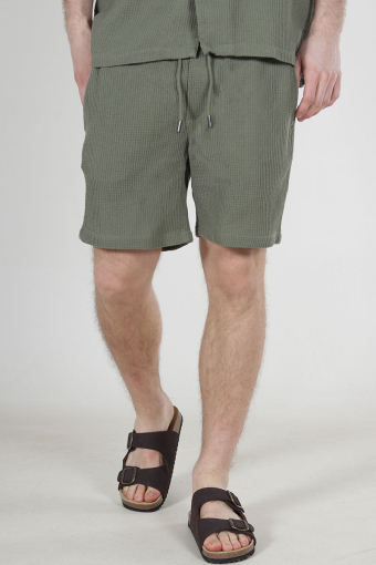 Bertil Waffle Shorts Deep Lichen Green