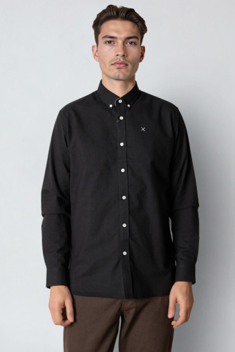 Oxford Stretch Plain L/S Black