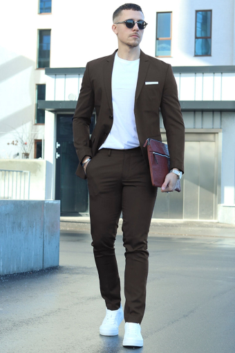 Premium Franco Slim Fit Anzug Black Coffee