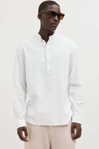 Summer Half Placket Hemd Ls White