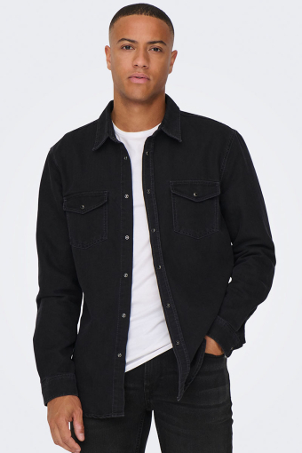 Bane Regular Fit Denim Hemd Dark Grey Denim