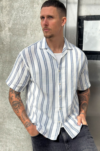 Enzo Stripe Resort Hemd SS White