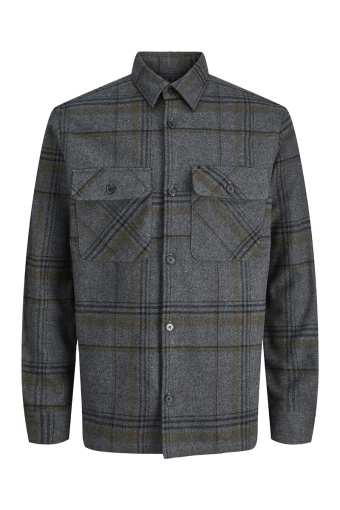 Rayle Melange Check LS Overshirt Dark Grey