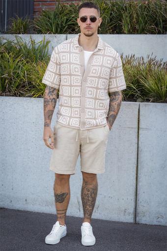 Bart Relax SS Knit Hemd Silver Lining